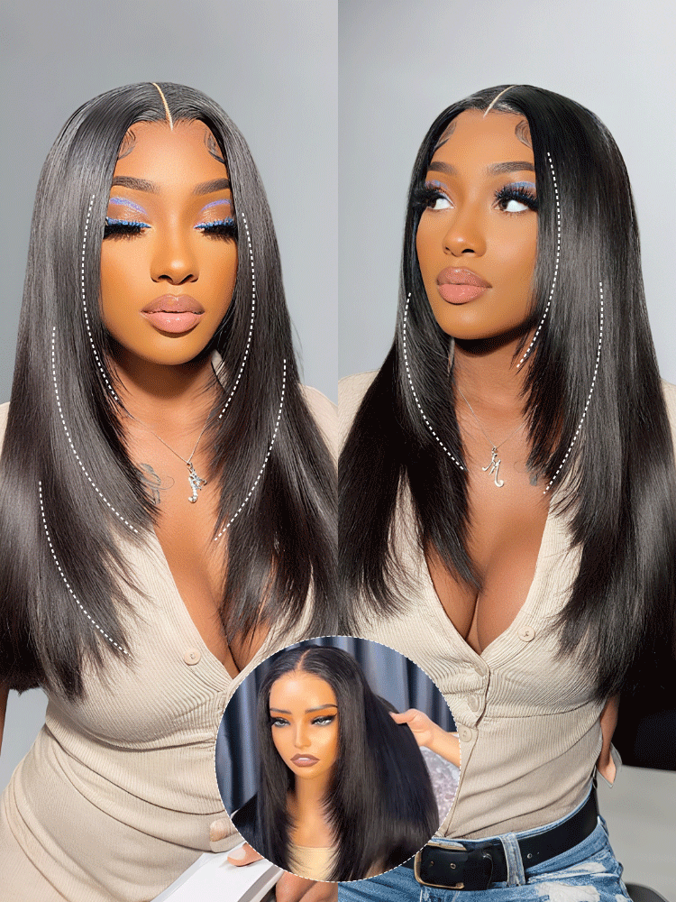 Straight Layered Wig Human Hair Glueless Lace Front Wigs -Asteriahair