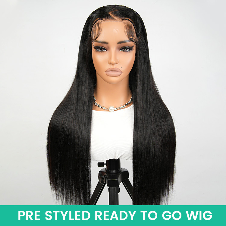Straight Pre Braided Lace Front Wigs Ready To Go Wigs With Invisible HD Lace